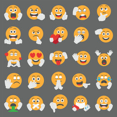Emojis icons set in trendy flat style suitable for any project. Happy, sad, emoji, vectors. Customer satisfaction rating scale with good and bad emotions isolated on transparent background.