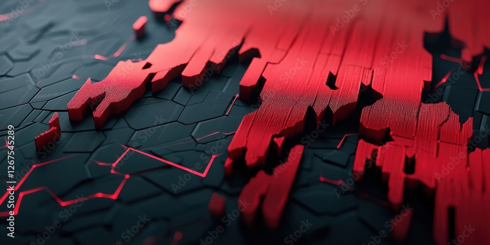 Poster an abstract close-up of a textured surface featuring red patterns on a dark background, evoking a se