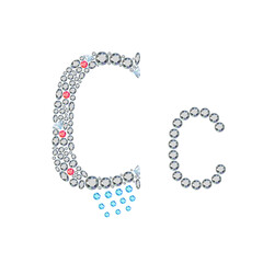 English language uppercase, small gemstone set letter, isolated on background