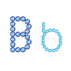 English language uppercase, small gemstone set letter, isolated on background