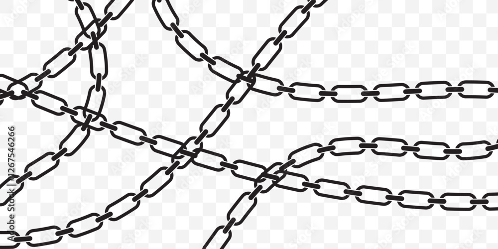 Poster abstract chain round frame. black circle frames with chains patterns isolated transparent background