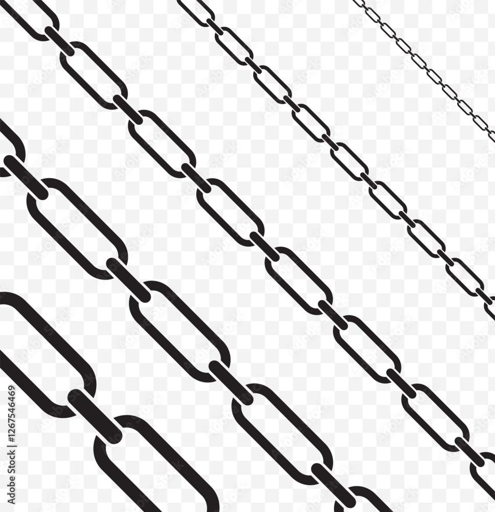 Poster abstract chain round frame. black circle frames with chains patterns isolated transparent background