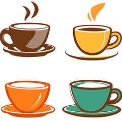 Obraz premium Colorful Coffee Cups Arrangement Displaying Different Hot Beverage Choices and Refreshment Designs