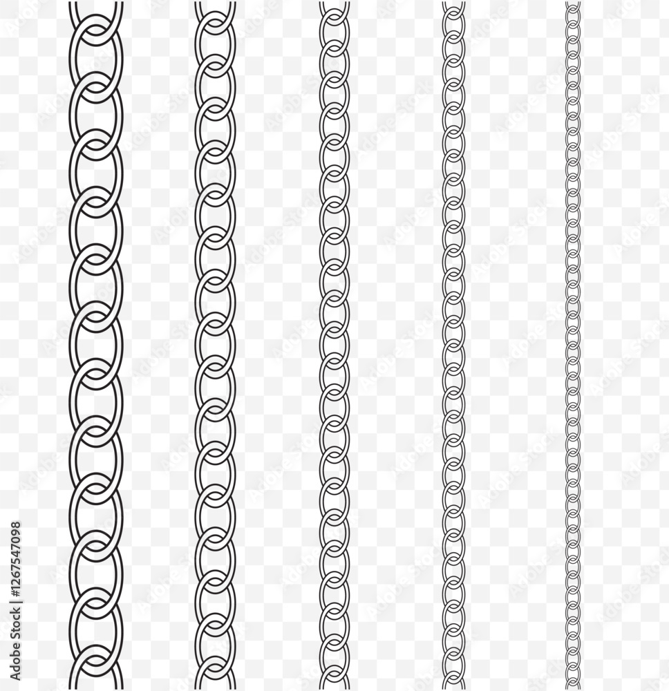 Poster abstract chain round frame. black circle frames with chains patterns isolated transparent background