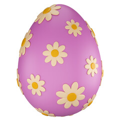 Stylized Easter egg decorated with flowers. Isolated on transparent background