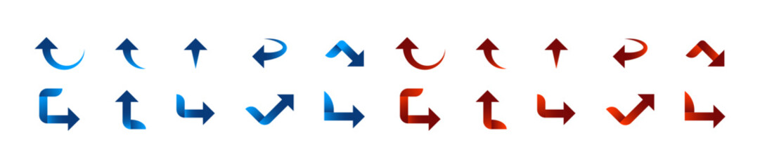 Set of blue and red arrow icon. Arrow icon. Arrows collection. Vector illustration.