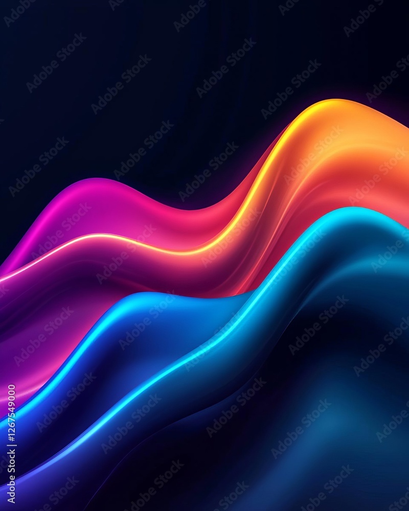 Poster vibrant abstract waves of color create a dynamic visual energy and artistic background.
