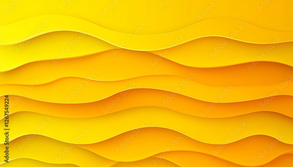 Poster seamless yellow gradient, 3d low profile style, delicate wave texture pattern background