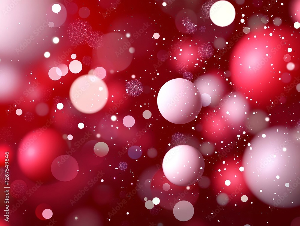 Poster a vibrant abstract background featuring red and white bokeh circles and soft glows.