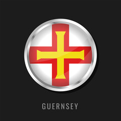 Fototapeta premium Guernsey round framed national flag. Circular glossy flag of Guernsey.