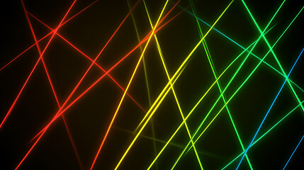 Colorful Laser Beams Intersecting in a Dark Background for Futuristic Abstract Presentation Graphics
