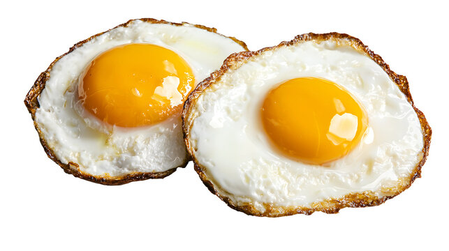 Fried egg isolated on transparent background, perfect for breakfast menus, food blogs, and restaurant promotions. High-quality food photography featuring a sunny-side-up egg with a golden yolk.