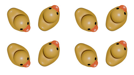 8 rubber ducks pattern on transparent background