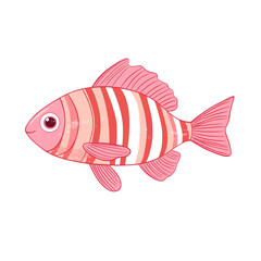 Adorable pink striped fish swimming happily in the ocean a cute underwater scene