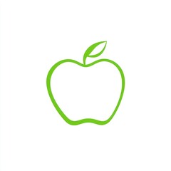 Simple green apple silhouette on white background