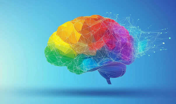 Human brain in rainbow colors
