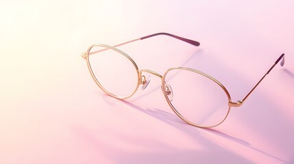 Elegant Round Glasses on Soft Pink Background for Fashion and Style