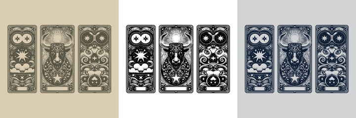 geometric bull vector playing card tattoo design