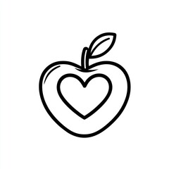 Fototapeta premium Heart-shaped apple illustration; healthy eating concept