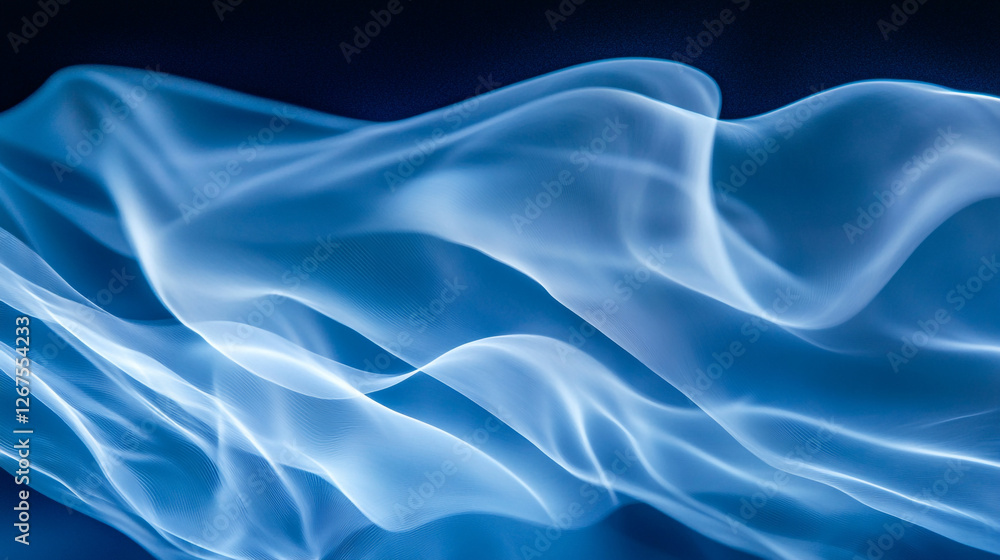 Poster ethereal blue waves dance gently in a serene atmosphere, creating a calming visual experience during