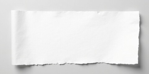 A Rolled-Up Piece of White Paper with a Roughly Torn Edge on a Neutral Background