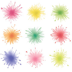 Colorful Watercolor Paint Splashes on a White Canvas Background Vibrant Artistic Design Elements