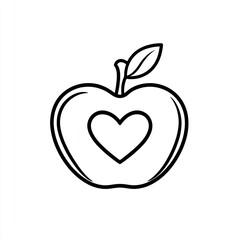 Fototapeta premium Simple apple with heart; healthy food icon; graphic design