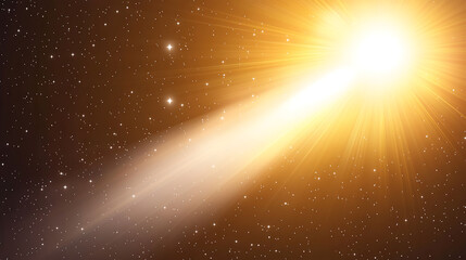 Comet Bursting Through Starry Space Universe Galaxy With Radiant Light and Shooting Star Trail Art