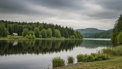 Charming Cabin Surrounded by Lush Greenery and Water