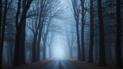 Fototapeta premium Mysterious Pathway Through a Misty Forest