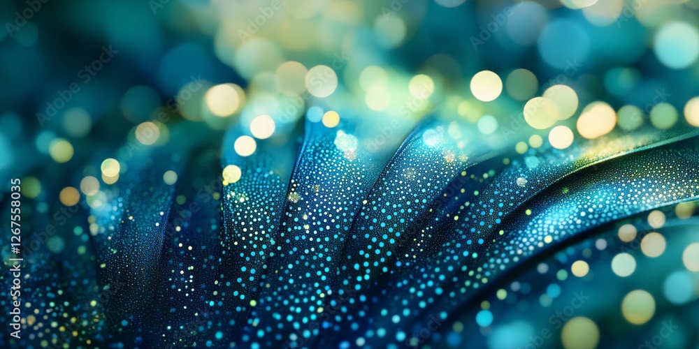 Poster abstract input visualization. digital sound waves, gently moving structures, and dreamy bokeh effect