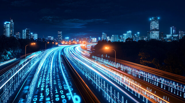 Binary code traveling the data highway