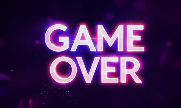 A beautiful animated lettering of the words Game Over in the style of 80s action slot machines.