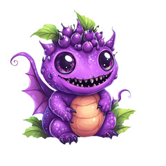 Fototapeta premium Adorable Purple Dragon with Grapefruit Crown Joyful Fantasy Creature