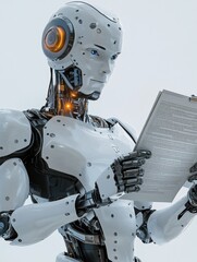 Fototapeta premium robot holding document 3d illustration
