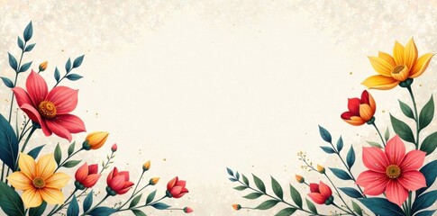 Fototapeta premium Whimsical floral motifs with elegant lines and subtle shading, typographic flourishes, design elements, decorative patterns