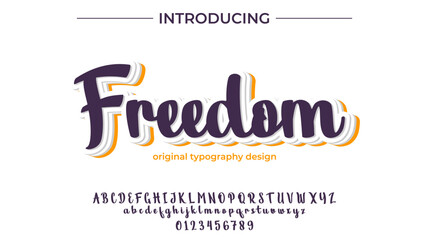 Freedom Font Stylish brush painted an uppercase vector letters, alphabet, typeface
