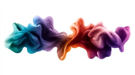Abstract gradient smoke blend, vibrant color fusion on a white canvas