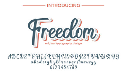 Freedom Font Stylish brush painted an uppercase vector letters, alphabet, typeface