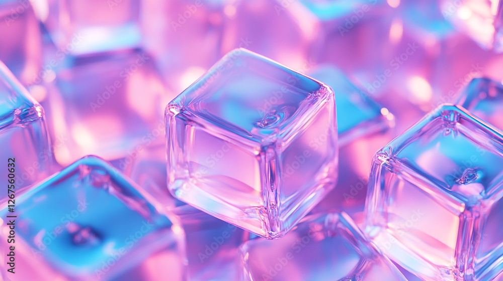 Poster colorful ice cubes create a vibrant display of light and texture in a creative composition