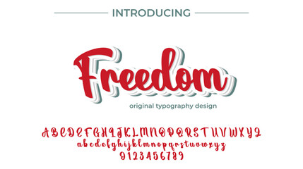 Freedom Font Stylish brush painted an uppercase vector letters, alphabet, typeface