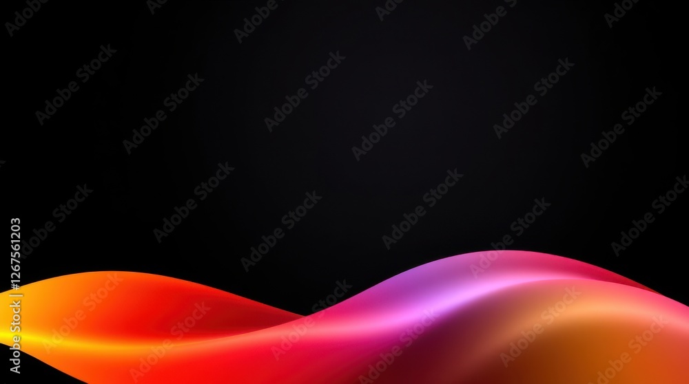 Poster abstract colorful waves against dark backdrop create a sense of motion and artistic flow, vivid colo