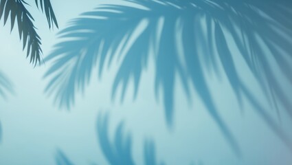 Tranquil Blue Background with Palm Shadows