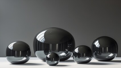 Elegantly Shaped Black Glass Domes with a Beautiful Reflective Surface that Captivates Attention.