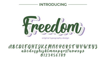 Freedom Font Stylish brush painted an uppercase vector letters, alphabet, typeface