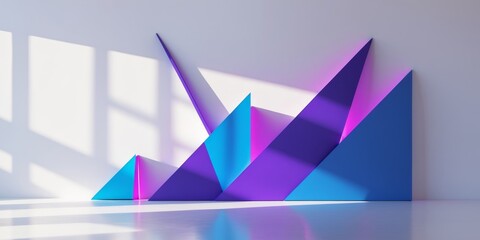 Abstract Geometric Design Featuring Purple Blue Triangles