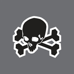 Cartoon robot skull machine head crossbones icon vector illustration template