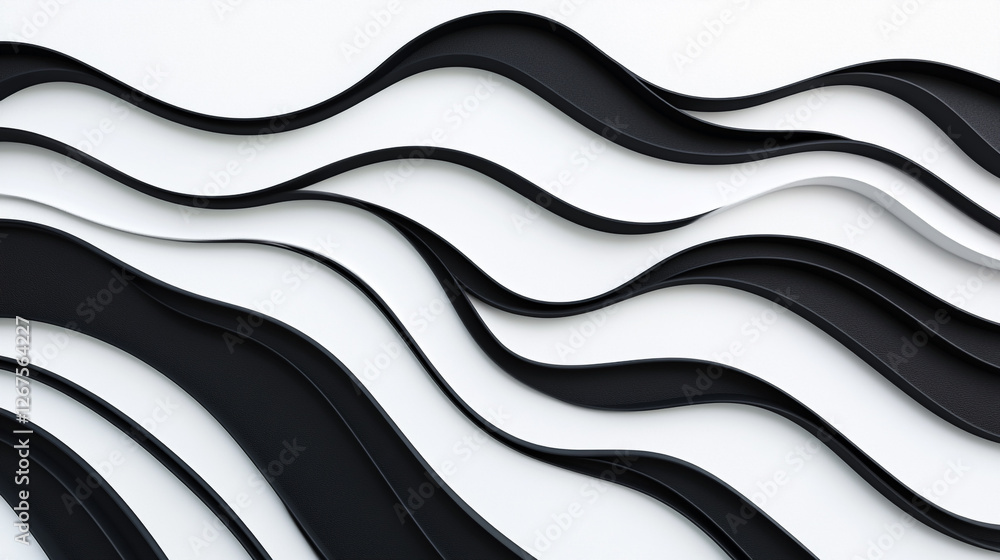 Poster intricate black and white ribbon patterns weave together in a dynamic display of texture and shape