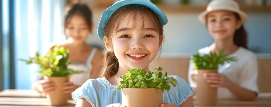 Inspiring Young Minds Explore images showcasing children actively engaged near Recycling bins with people separating waste, promoting environmental awareness and sustainability Witness firsthand how
