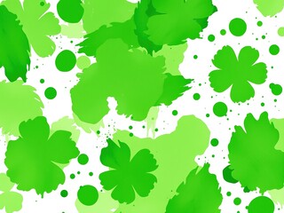 St. Patrick's Day Abstract Canvas with Paint Blotches